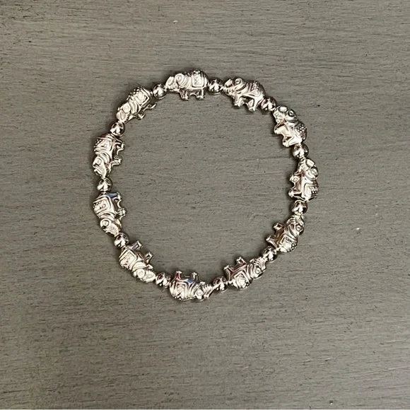 🐘♥️ Set 2 African Elephant Red Crystal Charm + Silver Bead Stretch Bracelets - Picture 3 of 3